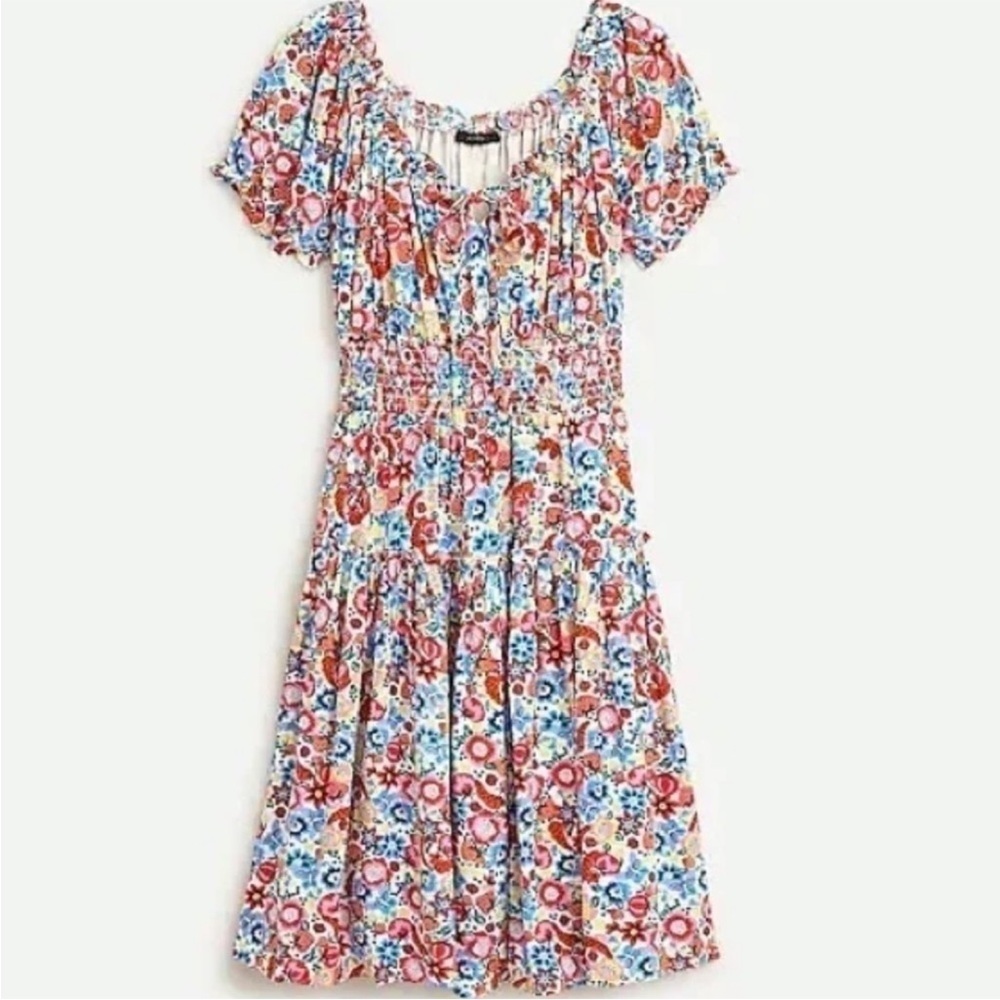 J. Crew Women's Smocked Waist Farmer's Market
Midi Multicolor Dress 6